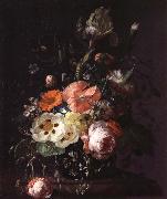 Still Life with  with Flowers on a Marble Table Top